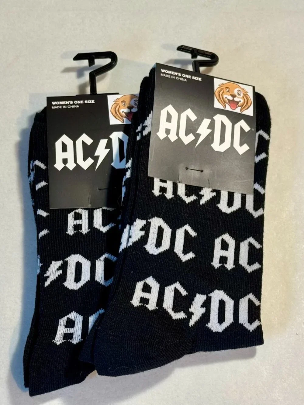 2 Pairs AC/DC Novelty Crew Socks Size 6-12/13 OSFM